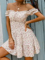 Load image into Gallery viewer, Floral Off-Shoulder Tiered Mini Dress
