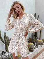 Load image into Gallery viewer, Polka Dot Layered Surplice Dress

