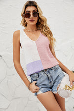 Load image into Gallery viewer, Color Block V-Neck Knit Tank
