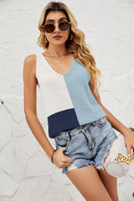 Load image into Gallery viewer, Color Block V-Neck Knit Tank
