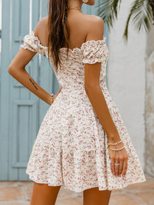 Floral Off-Shoulder Tiered Mini Dress