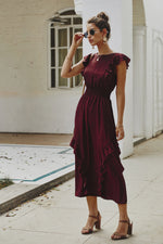 Load image into Gallery viewer, Dot Printed High Neck Ruffled Dress
